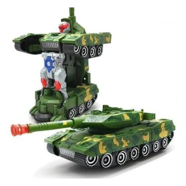 Imagem de Caminhão Tanque De Guerra Transforma Robô Bate E Volta Luz - Fungame