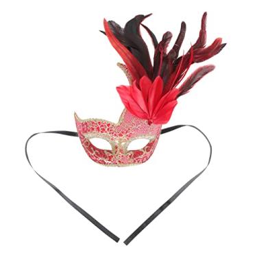 Imagem de Máscaras de baile de máscaras de penas: de meia carnaval de festa de baile máscaras vermelhas