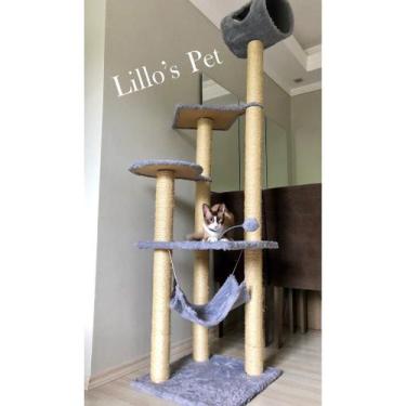 Imagem de Arranhador Gato Castelo Com Rede Bases Grande + Brinquedos - Lillospet