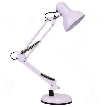 Imagem de Luminária Articulada Escritório Leitura Base Mesa Pixar Suporte Garra Articulável 220v Branco CBRN20522