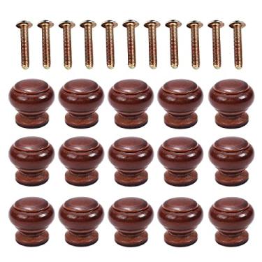 Imagem de Bettomshin 25 peças puxadores redondos de madeira 26,8 x 25 mm/1,06" x 0,98" (DxA) móveis de armário cozinha puxadores de verniz puxadores para gaveta de cômoda guarda-roupa material de madeira maciça