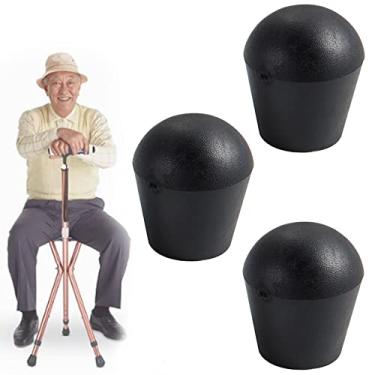 Imagem de Pontas para pés de muleta de bengala adequadas para acessórios de substituição de almofada de assento de bengala dobrável, estabilidade extra, borracha, 3 peças (cabe em tubo de 19 mm)