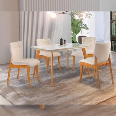 Imagem de Conjunto Sala de Jantar Mesa Versales 120cm com 4 Cadeiras Debora Cinamomo/Off White/Losango