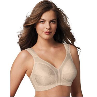 Imagem de PLAYTEX Sutiã feminino sem fio com alça confortável 18 horas, sutiã de cobertura total com TruSupport de 4 vias, pacote com 2, Bege natural, 44H