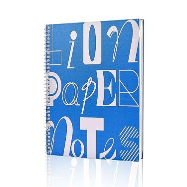 Imagem de TSFPapier Caderno espiral de letra americana, caderno de notas de composição de papel pautado universitário capa dura bloco de notas com bolso para trabalho de escritório e escola acadêmica, 22,4 x 17,78 cm e 160 páginas azul