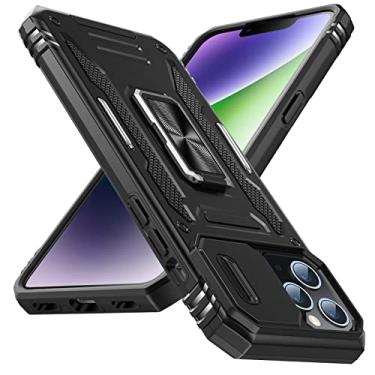 Imagem de YSLBWLE Capa para iPhone 11 Pro Max com suporte com capa de câmera, proteção de nível militar, suporte de anel de metal, capa amortecedora para iPhone 11 Pro Max, preta 5-IP11pm-01