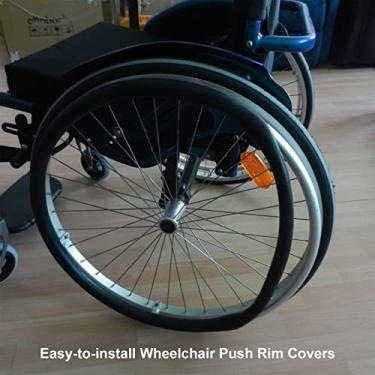 Imagem de Capas de aro de empurrar para cadeira de rodas traseira, capa de aro para cadeira de rodas antiderrapante e resistente ao desgaste, capa protetora de anel de empurrar para cadeira de rodas, acessórios para melhorar a aderência e tração (60 cm, vermelho)