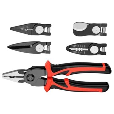 Imagem de Alicate multiuso – alicate eletricista, resistente, intercambiável, multifuncional 5 em 1, alicate de ferramenta manual de aço para crimpagem, decapagem, cisalhamento