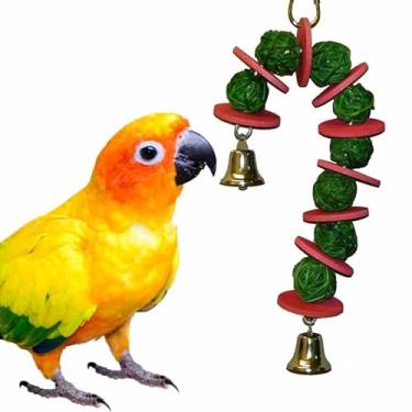 Imagem de Super Bird Creations SB186 Brinquedo de pássaro bengala doce com bola de videira, tamanho de pássaro pequeno/médio, 23 x 10 cm