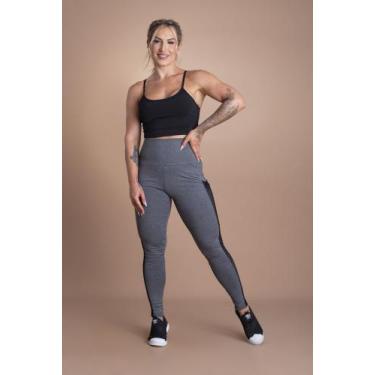 Imagem de Conjunto Fitness Feminino Calça Legging Cintura Alta Com Bolso Tela E 