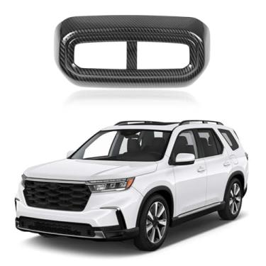 Imagem de HIRUFAIT Acabamento da moldura de saída de ar traseira para Honda Pilot 2023 2024 acessórios, capa protetora de ventilação de ar condicionado traseiro ABS, 1 peça (padrão de fibra de carbono)
