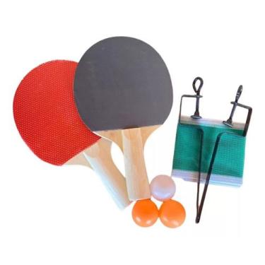 Imagem de Kit Tênis de Mesa 2 Raquete 3 Bolinha com Rede Ping Pong - Dantas