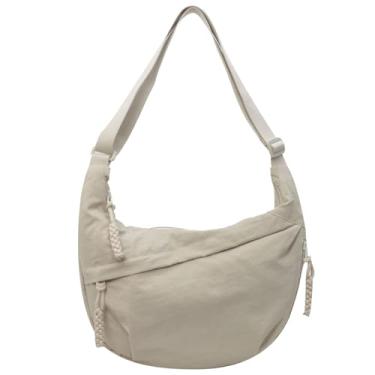 Imagem de GOQUFOY Bolsas transversais de nylon para mulheres, bolsas de ombro, bolsa de viagem, bolsa mensageiro masculina Hobo, Bege