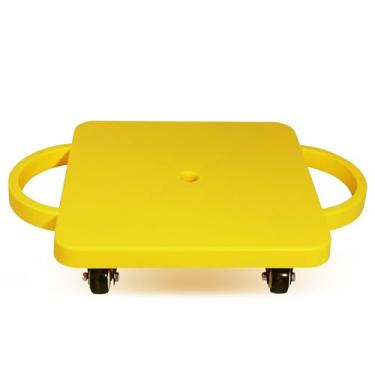 Imagem de Placa de scooter GSE, placa de scooter interna resistente com alças de segurança para crianças de 6 a 12 anos, placa de scooter divertida com rodízios de plástico para crianças (6 cores disponíveis) (amarelo)