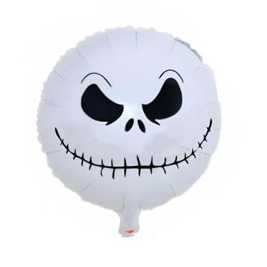 Imagem de Balão de Festa Metalizado 20" 50cm - Redondo Terror Crânio Branco - 1 