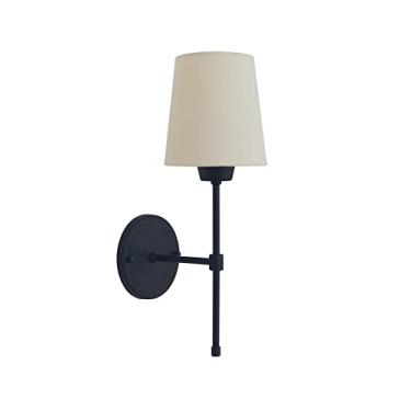 Imagem de FG ILUMINAÇÃO, Arandela Tocheiro Preto C/Cúpula Tecido Cru.