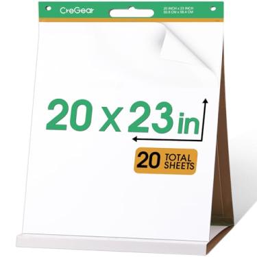 Imagem de CREGEAR Almofada de cavalete de mesa portátil, 50 x 58 cm, 1 pacote com 20 folhas/bloco, almofada de cavalete de mesa super pegajosa com suporte embutido para escritórios e escolas, ótimo para