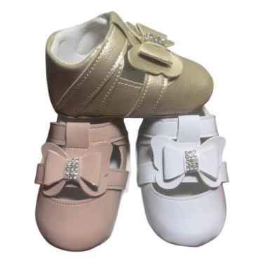 Imagem de Kit 3 Pares Sapatilha Feminina Borboleta Para Bebê Menina - Babys Shoe