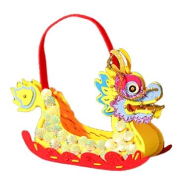 Imagem de Tachiuwa Dragon Boat Festival Decor Dragon Boat Storage Box, fabricando bolsa de armazenamento criativo, conjunto de costura Diy Material para crianças, Amarelo
