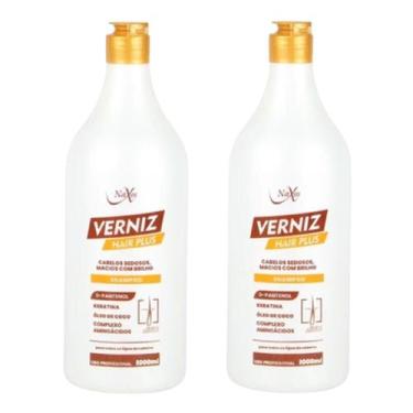Imagem de Kit 2x Shampoo Verniz Hair Plus Keratina Óleo de Coco 1000ml Naxos