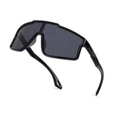 Imagem de Aofalbe Óculos de sol de beisebol infantil, óculos de sol esportivos polarizados juvenis para meninos e meninas, óculos de softball, óculos de ciclismo com bloqueio UV400, armação preta com lente