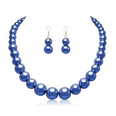 Imagem de Cryshimmer Colar gargantilha de pérolas para mulheres com pérolas falsas, conjunto de brincos, bijuterias, Vidro Latão, Sem Pedra Preciosa