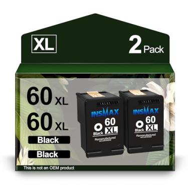 Imagem de Cartucho de tinta preta 60XL para HP 60 60 XL Ink para HP Envy 100 110 120 PhotoSmart C4780 C4795 C4680 C4650 D110 D110a DeskJet F4280 F4480 F4580 D2530 D2545 Impressora (2 preta)