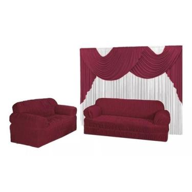 Imagem de Kit Conforto Cortina 3,00x2,80 + Capa de Sofá 2 e 3 lugares - M.A Enxo