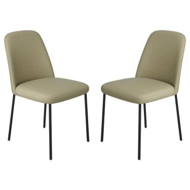 Imagem de Conjunto 2 Cadeiras Londres Couro Areia Metal Preto