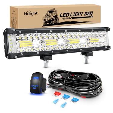 Imagem de Nilight Barra De Luz Led Side Shooter 12 Polegadas, Holofote Fileira Tripla, Luzes Trabalho, Iluminação Com Interruptor Balancim 5 Pinos, Kit Chicote Elétrico Para Off-Road, Caminhonete, Suv, Atv E