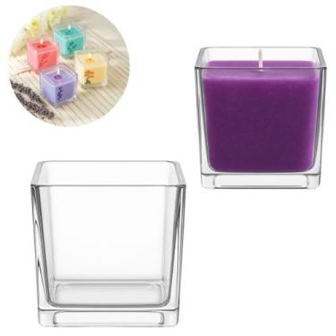 Imagem de Porta Vela Castiçal De Vidro Quadrado Decorativo 5x5cm - Freecom