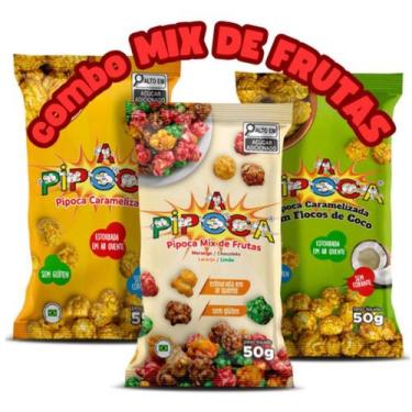 Imagem de Combo MIX DE FRUTAS - Caixa c/ 12 Unid. - 6 Pipocas mix de frutas 50g 