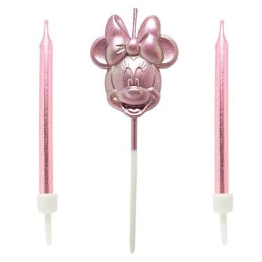 Imagem de Vela de aniversario rosto minnie rose gold charmosa delicada - Silver 