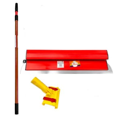 Imagem de Desempenadeira Berox 60cm de Aço Inox Universal Para Massa Corrida C/Suporte Ajustável e Cabo Extensor 2m Ergonômico para Acabamento Impecável em Paredes e Tetos Profissional Kit