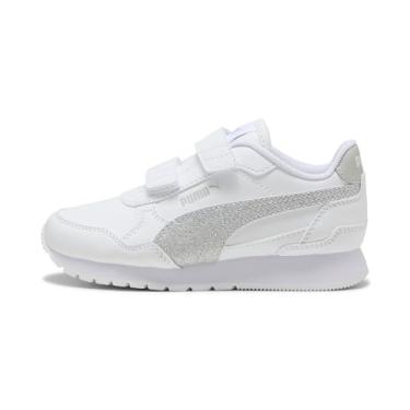Imagem de PUMA Tênis infantil unissex St Runner Hook and Loop, Puma branco-puma prata-frio cinza claro, 16