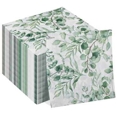 Imagem de MAONAME 100 guardanapos de papel florais, guardanapos verdes para convidados, toalhas de mão descartáveis para banheiro, guardanapos de jantar de papel decorativos para casamentos, festas, aniversário