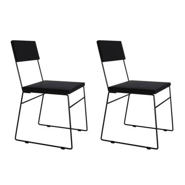 Imagem de Kit 2 Cadeiras de Jantar Málaga Assento Veludo Preto