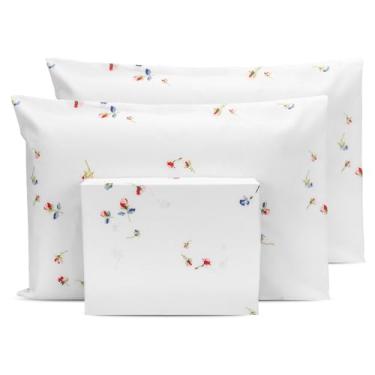 Imagem de Jogo de Lençol Queen 3 peças Estampado c/Ponto Palito Percal 180 fios - 40 CM DE ALTURA (DELICATA)