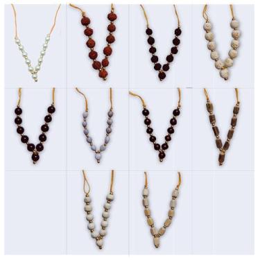 Imagem de Mala de contas naturais feita à mão para guirlanda pequena de Deus Ídolo Murti e Laddu Gopal, Mala pequena para estátua, conjunto de 10 estatuetas