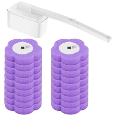 Imagem de Escova de vaso sanitário descartável, conjunto de escova e suporte, bastão de limpeza de vaso sanitário com varinha, kit de varinha de vaso sanitário montado na parede, suporte e conjunto de varinhas