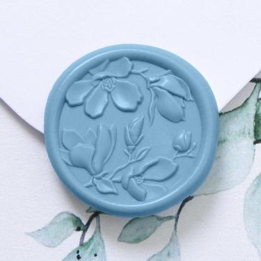 Imagem de Adesivos Wax Seal UNIQOOO 3D Magnolia Wedding 50 unidades azuis