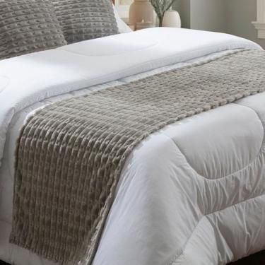 Imagem de Manta Peseira Snow Jolitex Cama Queen Xale Sofá 220x50cm, CINZA