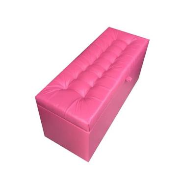 Imagem de Puff Baú Organizador 1 Metro - Banco com Armazenamento para Quarto, Suporta 180kg, Tecido Suede, Pronto para Usar(Rosa Pink Corino,Pés em PVC)