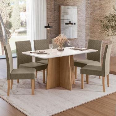 Imagem de Sala Jantar Isa 160cm Vidro 6 Cadeiras Elegance Mel/Caramelo