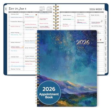 Imagem de Agenda de agendamentos 2026, agenda trimestral, semanal e mensal (janeiro de 2026 a dezembro de 2026), agenda de 21,5 x 28 cm com capa e abas flexíveis, perfeita para material escolar de escritório
