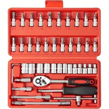 Imagem de Kit 46 Chave Catraca Jogo De Soquetes Allen Torx Ferramentas Conjunto 1/4 Barra de Extensão para Reparo de Automóveis e Uso Doméstico com Maleta Compacta