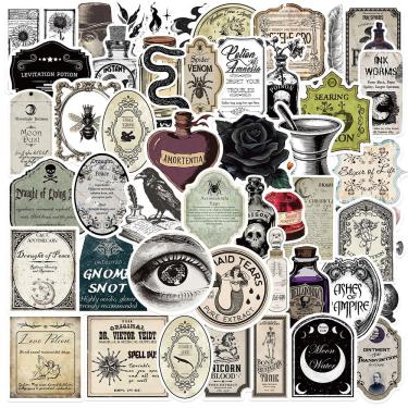 Imagem de Adesivos, etiqueta de poção gótica, 50 peças de vinho vintage de bruxaria