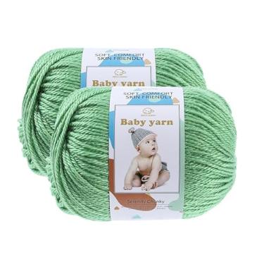 Imagem de Fio de malha para bebês – lã merino 10%, algodão 40%, nylon, 50% novelo de fio macio misturado adequado para tricô de crochê, cobertores de bebê e roupas (aproximadamente 50 g/160 jardas) [conjunto de