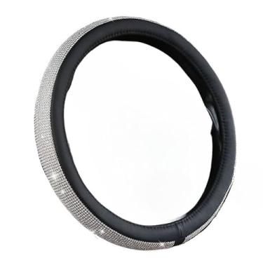 Imagem de Tampa Do Volante Do Carro, Capa para Volante de Carro Cristal Glitter Strass/Pelúcia Tecido Macio Espumante Brilho, Diâmetro: 37-38cm(VL12 - Preto)