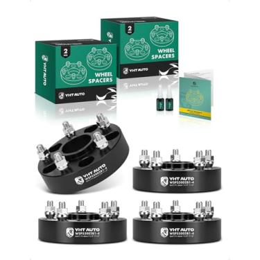 Imagem de YHTAUTO Espaçadores de roda 5 x 5 de 1,5 polegadas compatíveis com Jeep Grand Cherokee Wrangler Commander 1999-2018 espaçadores de pneu 5 x 127 mm com pinos de grau 1/2 "-20 e 12,9", furo do cubo de 71,5 mm, 5 pinos 4 peças, adaptador de roda preta